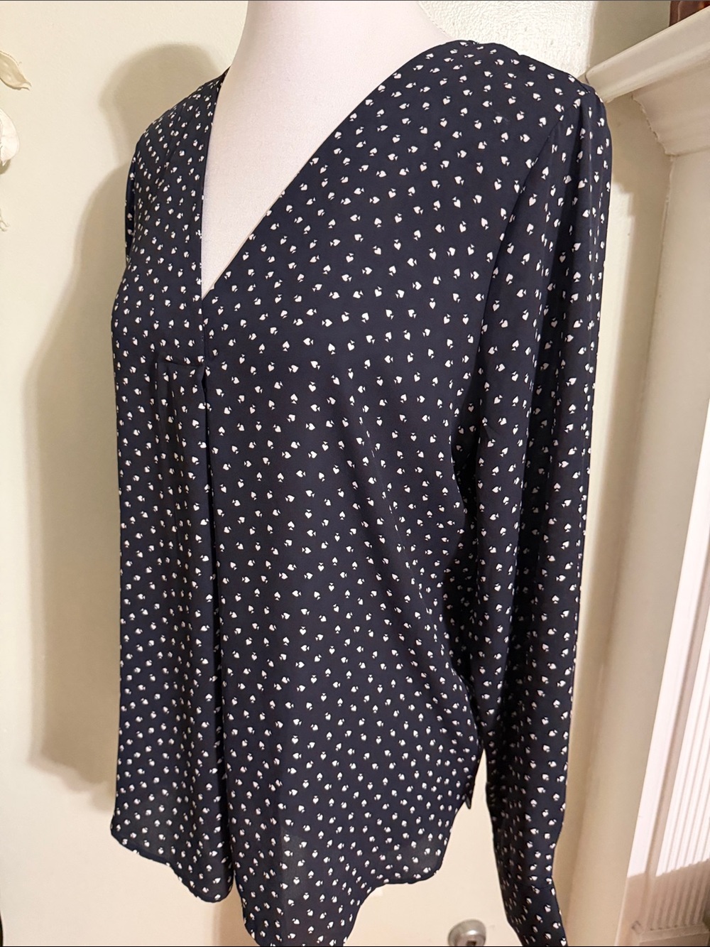 Ann Taylor Navy White Dot Blouse - Picture 4 of 5